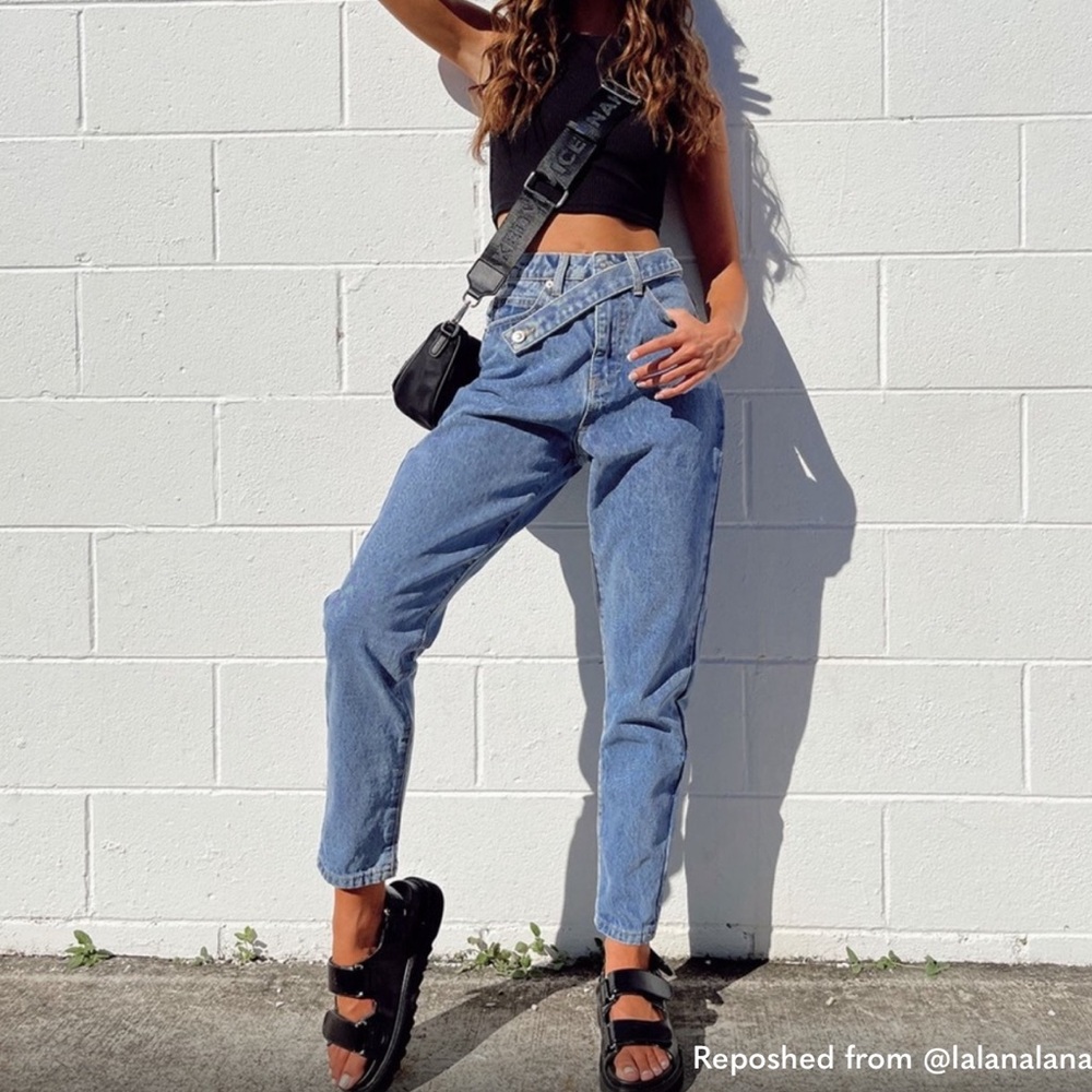 Princess Polly Sweetest Thing cross over denim straight leg jeans